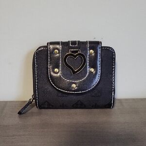 Monogram Heart Charm Wallet Black